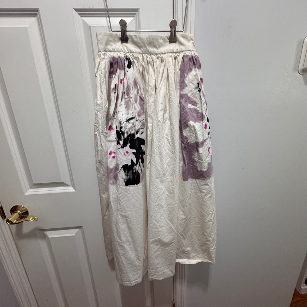 Dries Van Noten White and Black Floral Midi cotton Skirt EU 34/US 2 - Picture 6 of 9